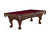 Brunswick Billiards Brunswick Glenwood Slate Pool Table in Tuscana, featuring a classic wooden design with ornate legs and a red felt playing surface.