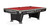 Brunswick Billiards Brunswick Gold Crown VI Tournament Slate Pool Table in Matte Black, featuring a sleek black finish, red playing surface, and sturdy metal legs.