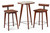 Brunswick Billiards Sao Bento Pub Table and Two Stools, wooden pub set with brown leather seats and backrests, featuring a round table with three legs and two matching stools with footrests.