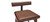 Brunswick Billiards Sao Bento Pub Table and Two Stools, brown leather upholstered seats and backrest with wooden frames and legs.