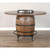 Sawyer Twain Bobby Wine Barrel Pub Table Set, wooden wine barrel with round wooden tabletop and metal accents, designed for pub-style gatherings.