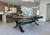 Plank & Hide Co Axton Steel Pool Table, sleek black and steel pool table in modern home interior.