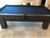 Plank & Hide Co Elias Slate Pool Table with Storage Drawer, black pool table with a slate surface and built-in storage drawer for accessories.