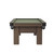 Plank & Hide Co Elias Slate Pool Table with Storage Drawer, modern wooden pool table with green felt playing surface, storage compartments on sides for cues and accessories, sturdy wooden legs, and a stylish design suitable for game rooms and recreational spaces.