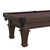 Plank & Hide Co Plank & Hide Talbot 8' Pool Table - Storage Drawer, close-up of the dark wood pool table with detailed carved legs and a maroon felt surface.