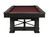 Playcraft Rio Grande Slate Pool Table, weathered raven finish, with a dark wooden frame and red felt surface.