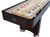 Playcraft Georgetown Espresso Shuffleboard Table, detailed view of the game surface with red and blue pucks and scoring marks.