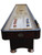 Playcraft Georgetown Espresso Shuffleboard Table, a wooden tabletop shuffleboard game with red and blue pucks, scoring zones marked on the surface, and a sleek espresso finish.