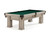 Brunswick Billiards Brunswick Oakland 8' Slate Pool Table - Rustic Grey Finish, with a green felt playing surface and sturdy wooden legs.