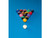 Aramith Tournament Black Billiard Ball Set, a set of colorful billiard balls arranged in a triangle formation on a blue pool table with a cue ball in front.