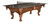 Brunswick Billiards Brunswick 8' Santini Slate Pool Table, a high-quality classic wooden pool table with a black playing surface and a netted divider for table tennis, ideal for recreational and competitive billiards.