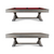 Doc & Holliday Hepburn Slate Pool Table, a stylish billiards table with a red felt surface and wooden frame, shown from front and top views.