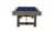 Plank & Hide Co Isaac Pool Table & Shuffleboard Combo from Plank & Hide, showcasing a versatile, sleek game table with a rich wood finish and a blue felt surface, equipped for both billiards and shuffleboard games.