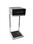 Doc & Holliday Stainless Steel Floor Rack, modern black and stainless steel standing magazine or tool storage rack with multiple compartments.
