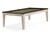 Brunswick Billiards Brunswick Henderson 8' Pool Table in Aged Linen, modern billiards table with wooden legs and a beige felt playing surface, available until August 2025.