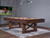 Farmhouse Slate Pool Table styled in a modern farmhouse game room with natural lighting, neutral decor, and built-in shelving—highlighting its versatility as both a centerpiece and playable furniture.
