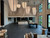 American Heritage Billiards Alta Parsons Slate Pool Table, black ash finish, in a spacious modern living room with high ceilings and contemporary pendant lighting.