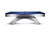 Doc & Holliday Poshy Pool Table | Rainbow Edition, sleek modern pool table featuring a vibrant blue surface and a contemporary silver and black frame.
