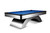 Doc & Holliday Poshy Pool Table | Rainbow Edition, modern rectangular pool table with a vibrant blue playing surface and sleek black and silver design.