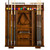 American Heritage Billiards Providence Rack, suede billiard cue and pool ball storage rack with wooden frame and multiple cues and balls.