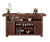 American Heritage Billiards Savannah Home Bar in Sable, a wooden bar with shelves and cabinets, decorated with wine glasses, bottles, a bowl of fruit, and a flower arrangement, ideal for home entertaining.