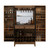 American Heritage Billiards Braxton Wine Cabinet with Reclaimed Wood, showcasing a stylish and functional design with shelves, glassware, and wine storage.