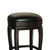 American Heritage Billiards Madrid Bar Height Stool | Black/Black, black leather seat with a padded cushion, sturdy black wooden legs, and a modern design for bar or counter seating.