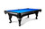 Doc & Holliday Elvira Slate Pool Table, black billiard table with blue felt surface and ornate curved legs.