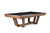 Doc & Holliday Gracy Slate Pool Table, modern rectangular pool table with a grey walnut finish and a black playing surface, supported by uniquely designed wooden legs.