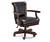Brunswick Billiards Brunswick Centennial Game Table Set | Dining Table, wooden gaming chair with black leather upholstery and armrests.