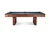 Doc & Holliday The Jackies Slate Pool Table, featuring a Bourbon Pecan Walnut finish and a sleek blue playing surface.