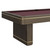 Plank & Hide Co Plank & Hide Deco Slate Pool Table in Brushed Greige, close-up of the edge showcasing the sleek design with a rich wood finish and gold accents.