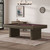 Plank & Hide Co Plank & Hide Deco Slate Pool Table in Brushed Greige, modern pool table with a purple felt surface, situated in a contemporary living room.