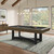 Plank & Hide Co Plank & Hide Novato 8' Slate Pool Table | Walnut & Steel Base, modern pool table with wood finish, black steel legs, in a contemporary game room with large windows and a chandelier.