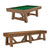 Brunswick Billiards Brunswick Botanic Pool Table & Shuffleboard Table Combo, two wooden game tables with green felt surface for pool and brown finish for shuffleboard.