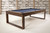 Doc & Holliday Redford Slate Pool Table in Van Dyk wood finish with blue felt, a minimalist frame, clean rail lines, and modern rectangular legs.