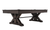 Plank & Hide Co Otis Pool Table & Shuffleboard, a stylish wooden game table with a dark finish and sturdy cross-legged base.