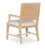 Hooker Furniture Retreat Cane Back Arm Chair - 2 per ctn/price each, beige upholstered seat with a woven rattan backrest, light wood frame, and armrests.
