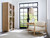 Hooker Furniture Retreat Pole Rattan Dune End Table, a natural wood-colored side table with a simple design, positioned next to a beige armchair in a bright living room.