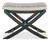Hooker Furniture Retreat Camp Dark Wood Stool Bed Bench, wooden black finished frame with beige upholstered cushion with geometric black pattern.