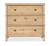 Hooker Furniture Retreat Pole Rattan Light Wood Nightstand, three-drawer light wood nightstand with round black knobs and rattan accents on corners.