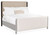 Hooker Furniture Retreat Queen Dark Wood Upholstered Panel Bed, a modern queen bed with a dark wooden frame, upholstered headboard, and beige fabric-covered footboard.