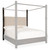 Hooker Furniture Retreat Pole Rattan Cal King Dark Wood Upholstered Poster Bed w/Canopy
