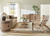 Hooker Furniture Vineyard Row Entertainment Credenza, wooden sideboard with a natural finish and metal handles in a cozy living room.