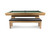 Doc & Holliday George Slate Pool Table by Doc & Holliday in Glazed Maple, featuring a sleek wooden design with a green playing surface and a comfortable black cushioned bench.
