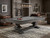 Plank & Hide Co Beaumont Slate Pool Table in Marble Grey, a stylish and modern pool table in a rustic living room setup.