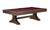 C.L. Bailey Viking Pool Table in Antique Oak, traditional rectangular pool table featuring a rich wood finish with a red felt playing surface and black accents.