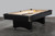 C.L. Bailey Addison Slate Pool Table in Black, modern pool table with beige felt surface, balls, cue stick, sleek black and chrome finish, designed for game room or recreational space.