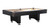 C.L. Bailey Addison Slate Pool Table in Black, pool table with beige playing surface, pool balls racked in the corner, cue stick, and balls, modern billiard table design.