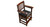 C.L. Bailey Skylar Spectator Chair in Warm Chestnut, wooden chair with armrests, black cushioned seat, and built-in cup holders on the armrests.
